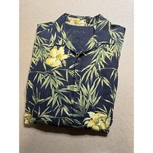 Tommy Bahama Silk Shirt Floral  Bamboo AOP  XL Short Sleeve Button Down Hawaiian